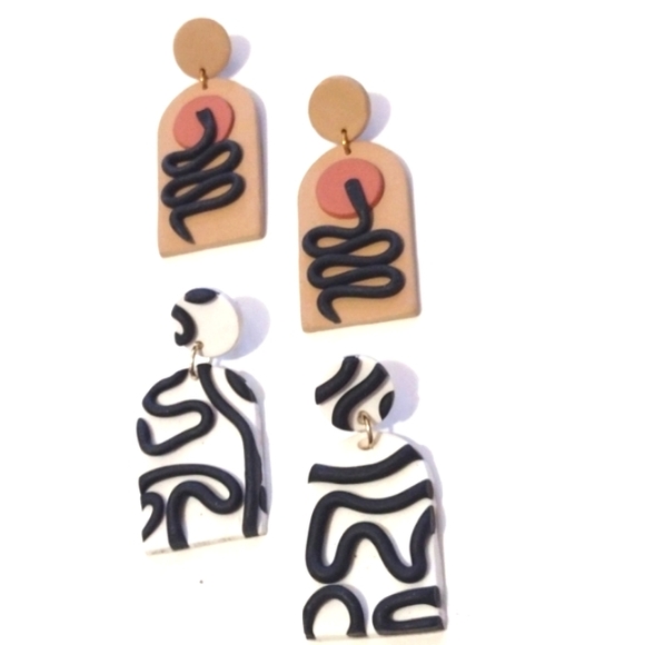 Jewelry - HANDMADE POLYMER CLAY DESIGNED DANGLE/DROP EARRINGS